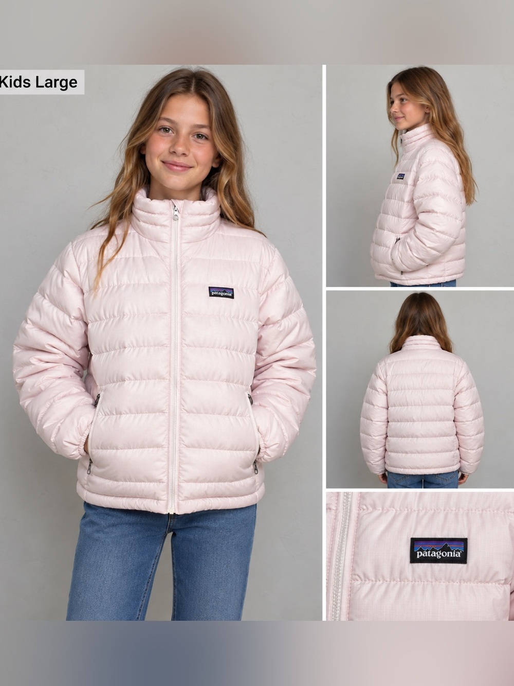 Patagonia Kids Down Sweater Jacket Pink Puffer Girls Large